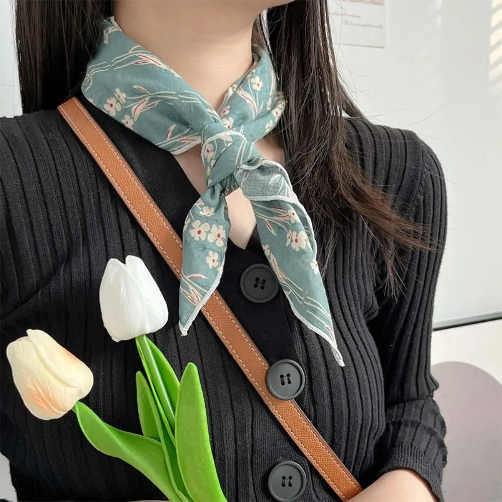 Повязка на голову с цветком хлопковый льняной квадратный шарф галстук для волос