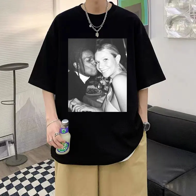 

Asap Rocky Portrait Print T Shirt Rapper Men Women Fashion High Quality Street Hip-Hop T-shirts Unisex Oversized Loose Tshirt