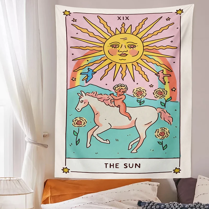 Гобелен с карточками Таро настенный подвесной солнце гадания домашний декор