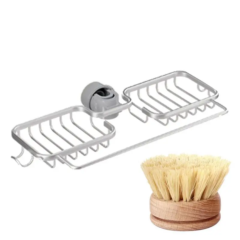 

Sink Organizer Sponge Holder Kitchen Soap Drying Rack Self Adhesive Sink Drain Rack Aluminum Alloy Sink Wall Storage Racks Hook