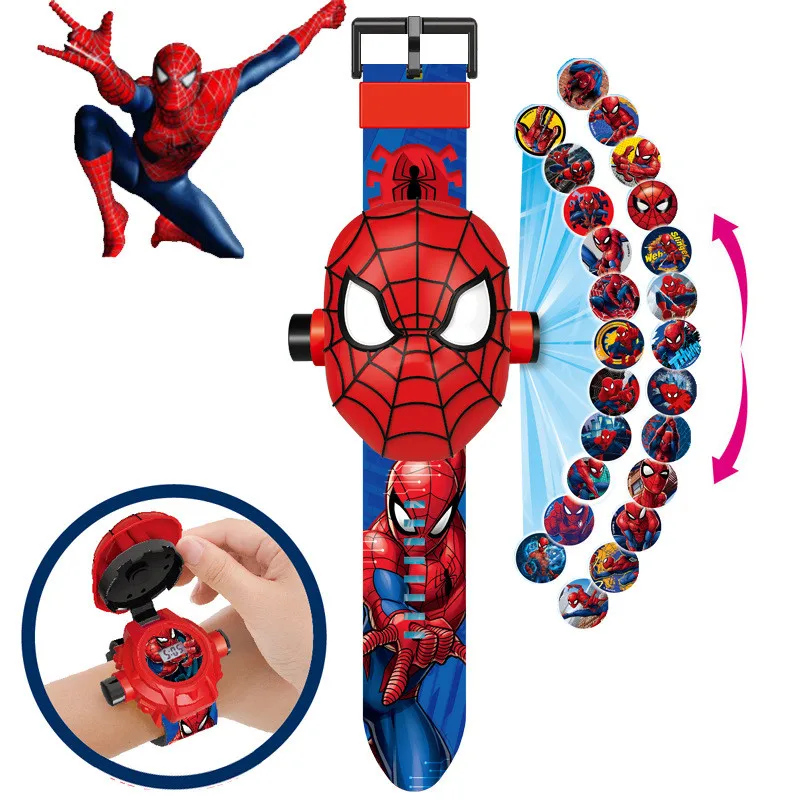 

Часы Детские с 3d-проекцией, цифровые с героями мультфильма «Человек-паук», с рисунком из мультфильма «Железный человек», из мультфильма Disney