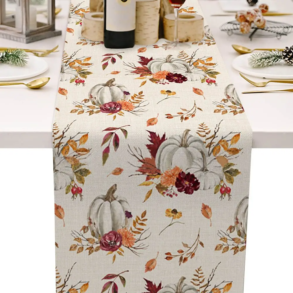 

Настольная дорожка на День Благодарения, тыква, кленовый лист, Свадебный деревенский декор, Настольная дорожка для обеденного стола, Рождес...