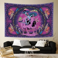 psychedelic mushroom skull flower tapestry skeleton mandala bohemian hippie witchcraft wall hanging home decoration tapestries