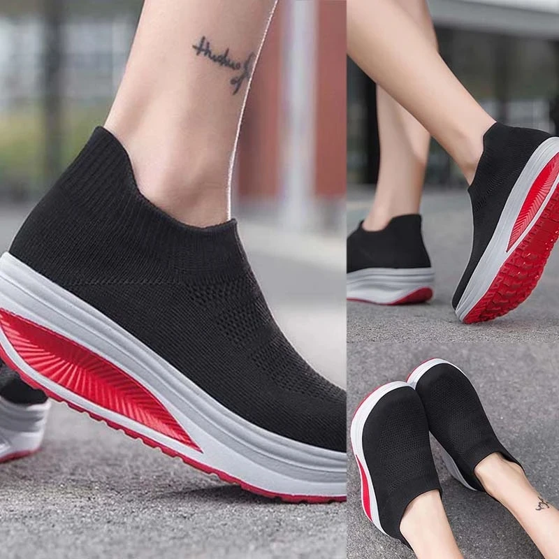 Women Casual Sneakers Comfortable Sport Fashion Height Increasing Shoes for Woman Nice Breathable Air Mesh Swing Wedges Sneakers