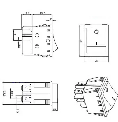 Оригинальная серия Taiwan R выключатель типа корабля печать ON OFF 16A250V T85 высокое