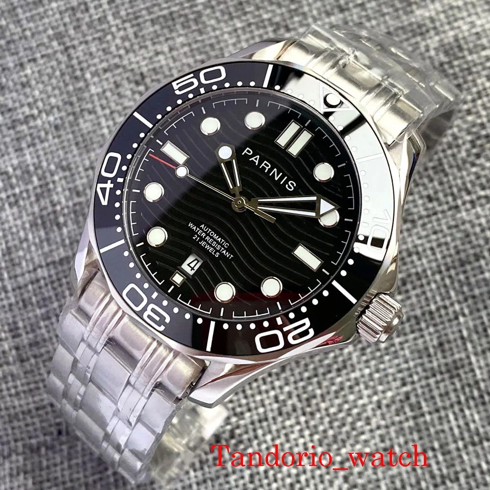 

Parnis 42mm Miyota 8215 Movement Black Rotating Bezel Automatic Mechanical Men's Watch White Dial Wristwatch Sapphire Glass