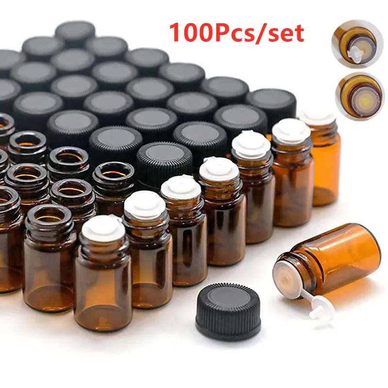

24/100Pcs Empty Glass Bottle 1/3/10ml Bottle Sub-bottling Sample Trial Bottle for Essential Oil Perfume Aromatherapy