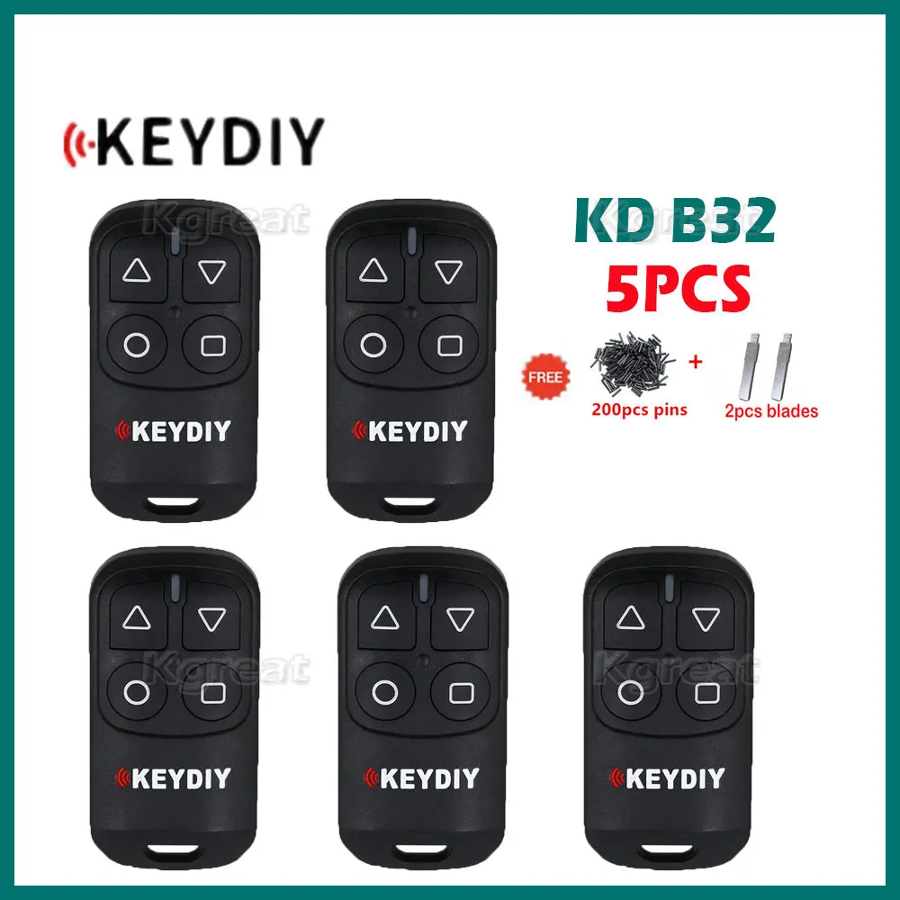 

5pcs KEYDIY KD B32 General Garage Door Remote Key 4 Buttons for KD900 URG200 KD-X2/KD MINI KD200 MINI Remote Key Programmer