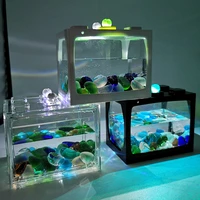 ecological fish tank mini creative miniature landscape acrylic transparent fish tank desktop aquarios para peixes fish aquariums