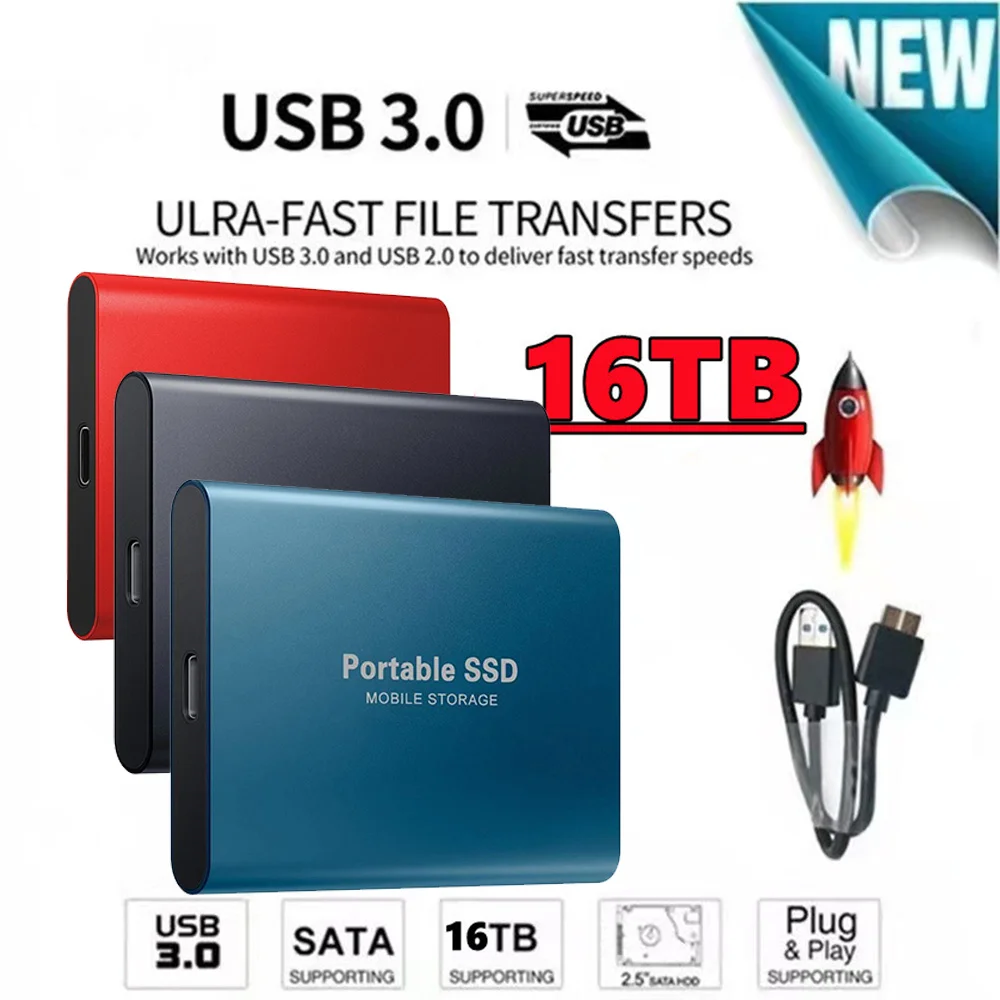 

External USB SSD hard disk drive, 2 to 1, desktop storage device, notebook