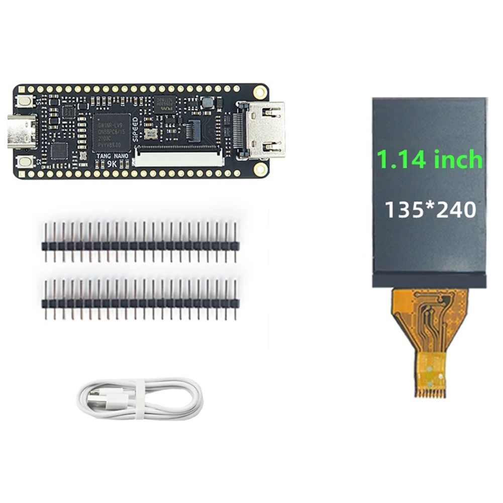 

Для Tang Nano 9K FPGA макетная плата + 1,14 дюймовый экран Kit GOWIN GW1NR-9 HD с кабелем типа C