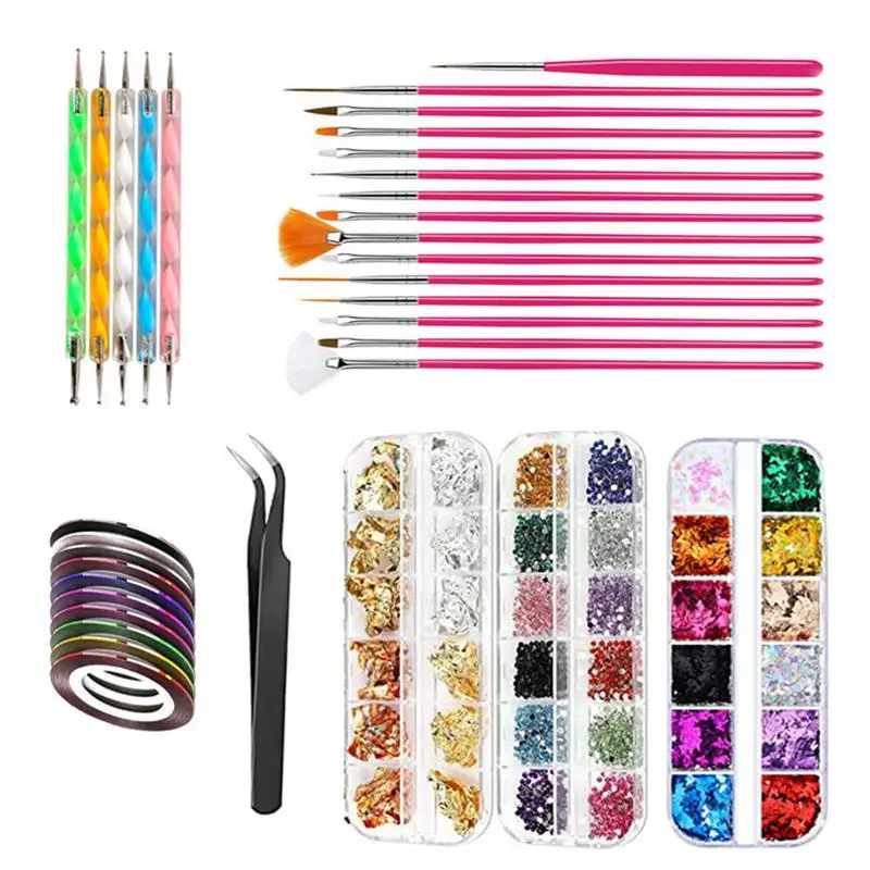 

Nail Art Tools Nail Designer Tool Kit With Pen Manicure Tool Set With Bright Colors For Hosting Parties Festivals Pretend Play