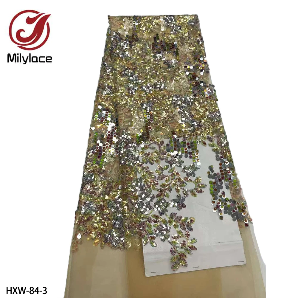 

New African Prints Lace Fabric Good Quality Soft Material Fabric French Tulle Net Lace for Sewing Women Dress HXW-84
