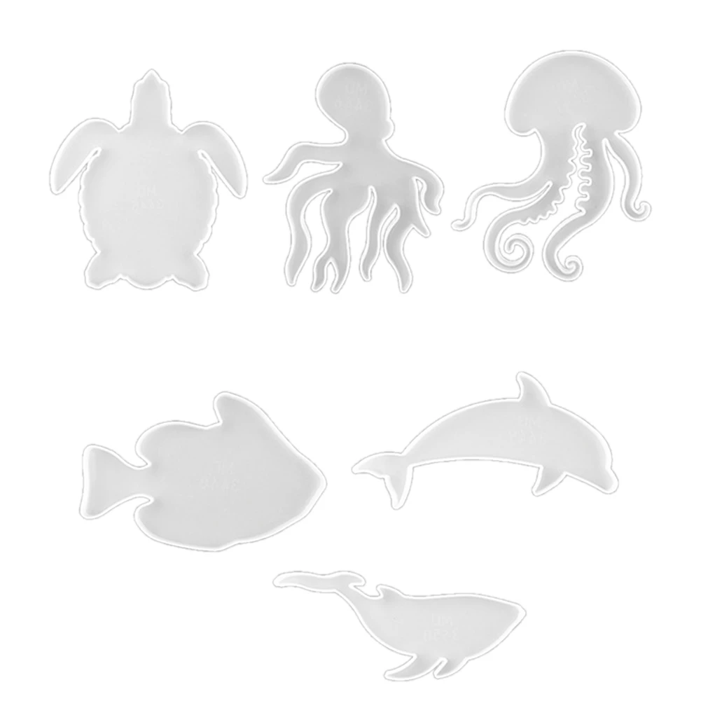

6 Pcs Epoxy Moulds - Sea Animal Themed Resin Casting Silicone Moulds - Fish, Octopus, Turtle, Jellyfish, Whale, Dolphin