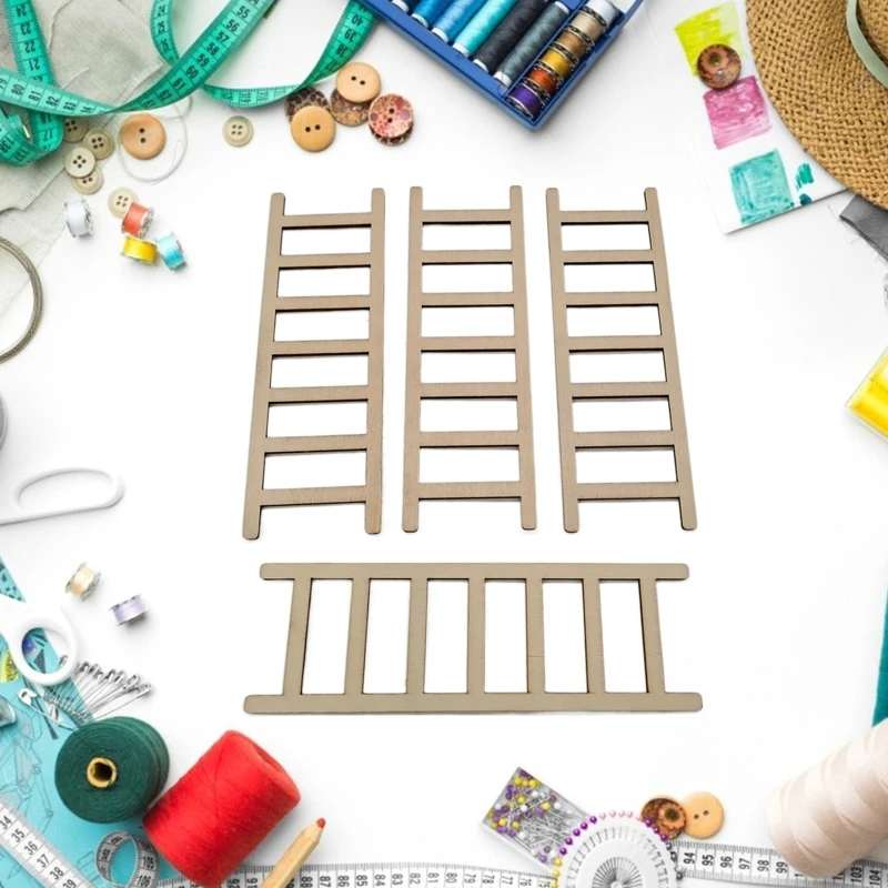 

20Pcs Mini Wooden Ladders 4.7Inch Small Step Ladders for DIY Landscape Aquarium Decor Garden Decor Dollhouse Furniture