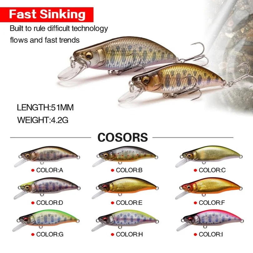 

4.2g 5.1cm Mini Perch Fishing Lures Japan Trout Lure Wobbler Minnow Pesca Sinking Lures for Fish Jerkbait Hard Artificial Bait