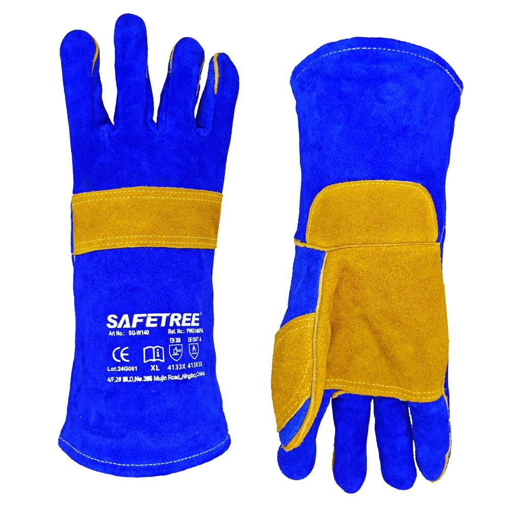 Безопасные перчатки SAFETREE 14 дюймов из воловьей кожи огнестойкие Жаростойкие для