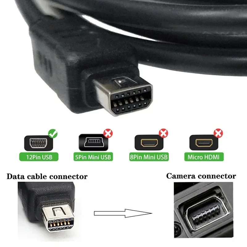 Фото 【 Быстрая доставка】USB-12-контактный кабель для передачи данных Olympus, зарядный кабель, провод для камеры Olympus CB-USB5/CB-USB6, замена №2