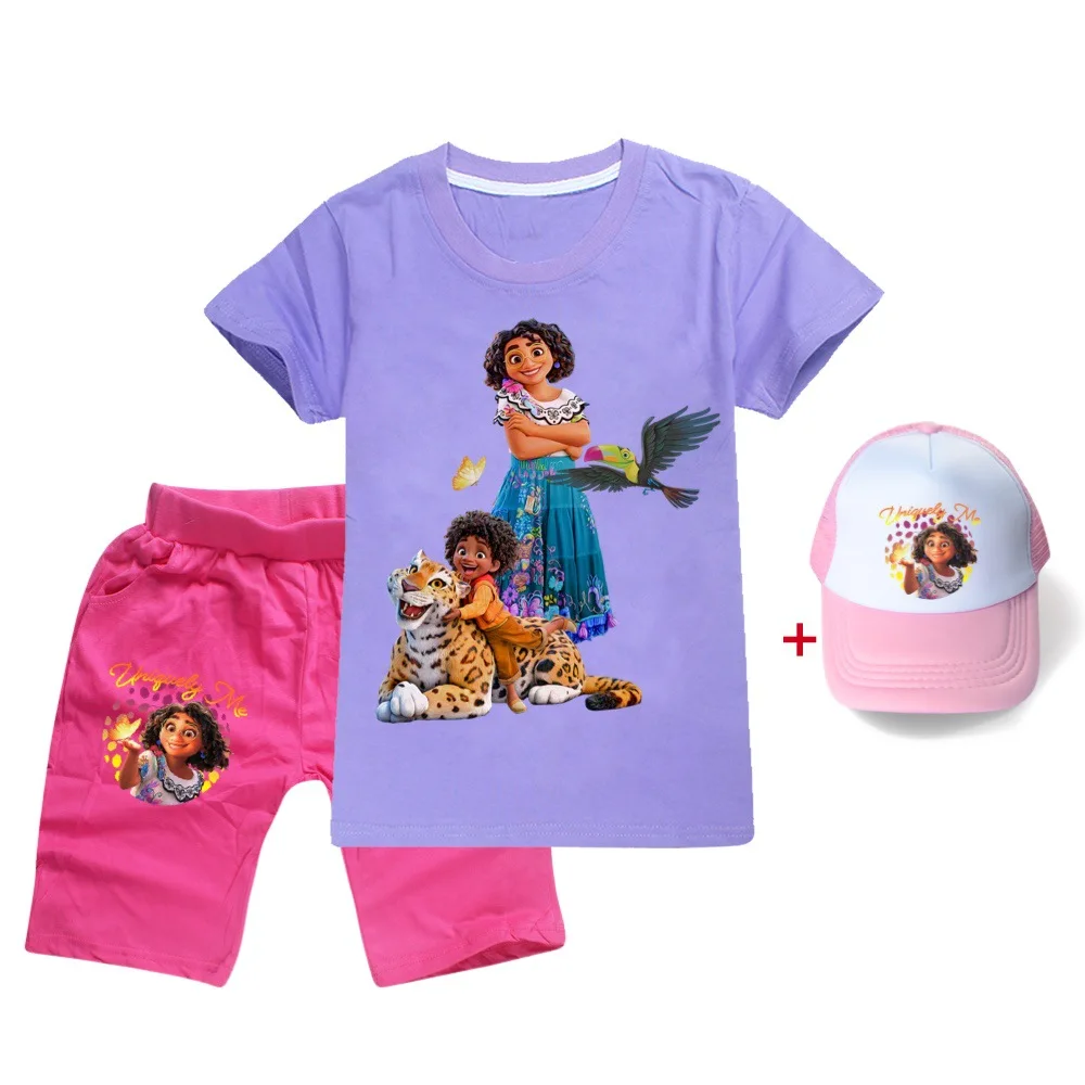 

2022 New Disney Encanto Summer Boys Cartoon Printed Cotton Kids Crew Neck T-Shirt + Pants Toddler Girls Costume Set