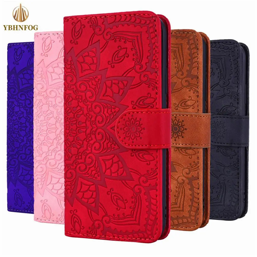 mandala flower flip case for samsung galaxy s8 s9 s10e s20 s21 fe note 10 plus note 20 ultra leather wallet cover phone coque free global shipping