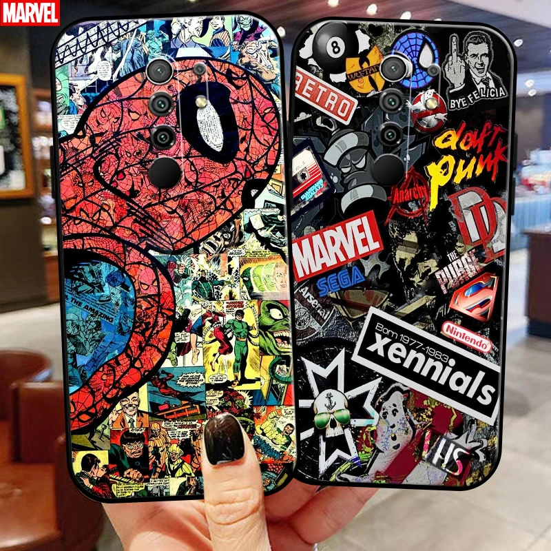 

Marvel Comics Logo Phone Case For Xiaomi Redmi 9 Coque Carcasa Black Silicone Cover Soft Back