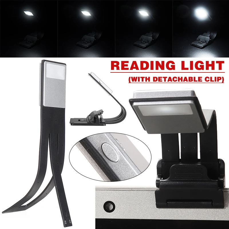 

Портативная Складная лампа для чтения, 4-уровневая Регулируемая яркость, USB-зарядка, со съемным гибким зажимом