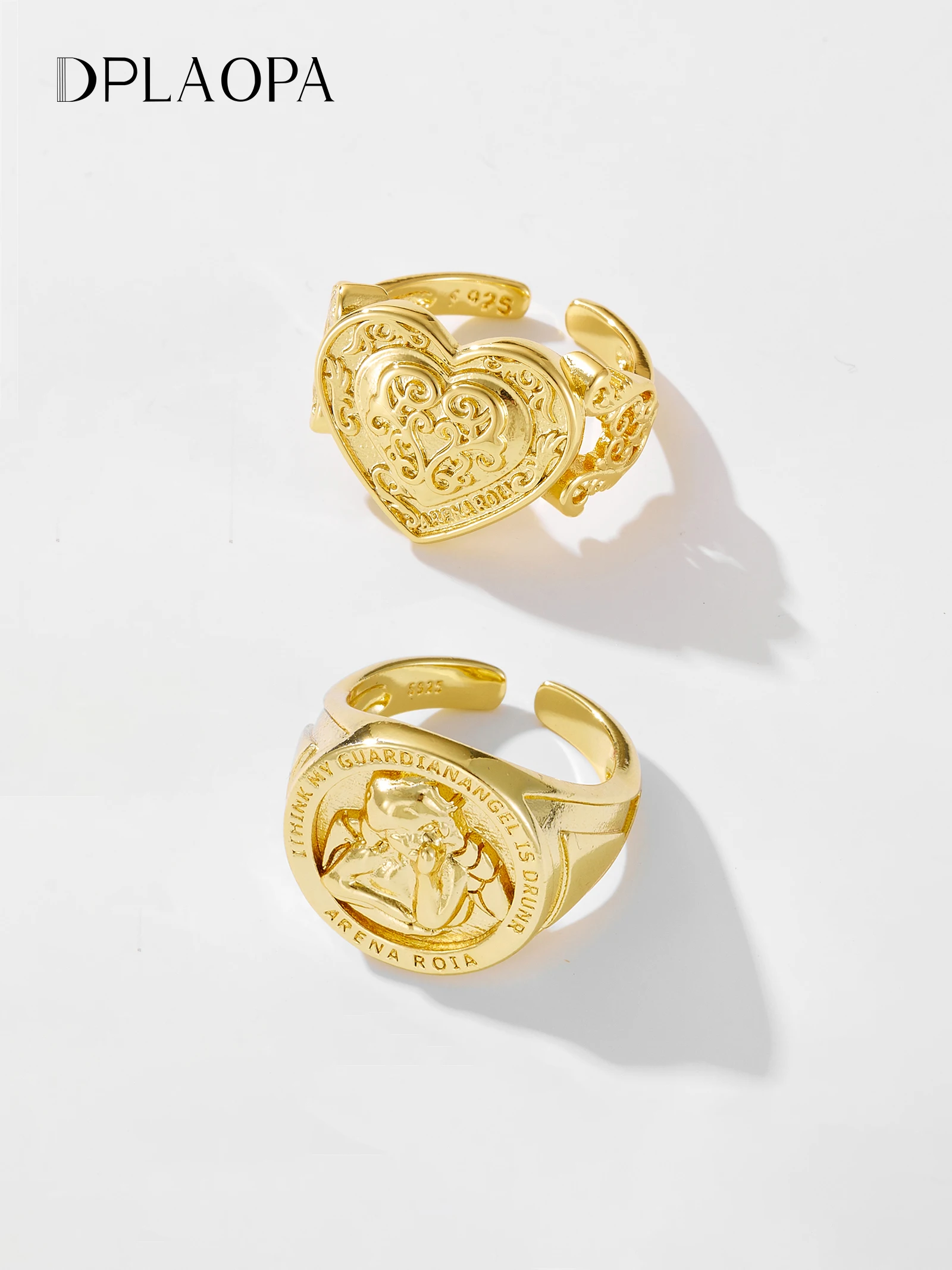 Женское кольцо с изменяемым размером в виде сердца из стерлингового серебра 2023