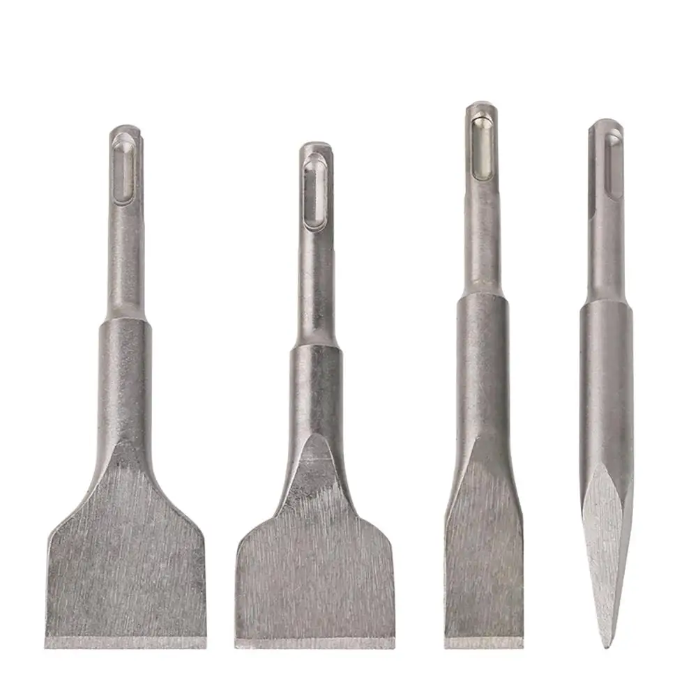 

4pcs/set Sds Plus Shank Electric Hammer Masonry Point Flat Drill Bit For Tile Cement Concrete Brick Stone