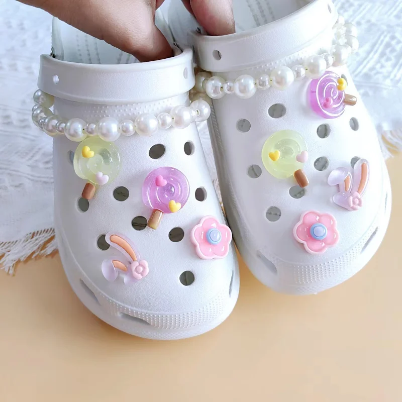 8-12Pcs/Set  New Led Glowing Croc Charms Accessories Flower Diy Shoes Decorations Party Disco Decor Luminous Light Up Glow Strap