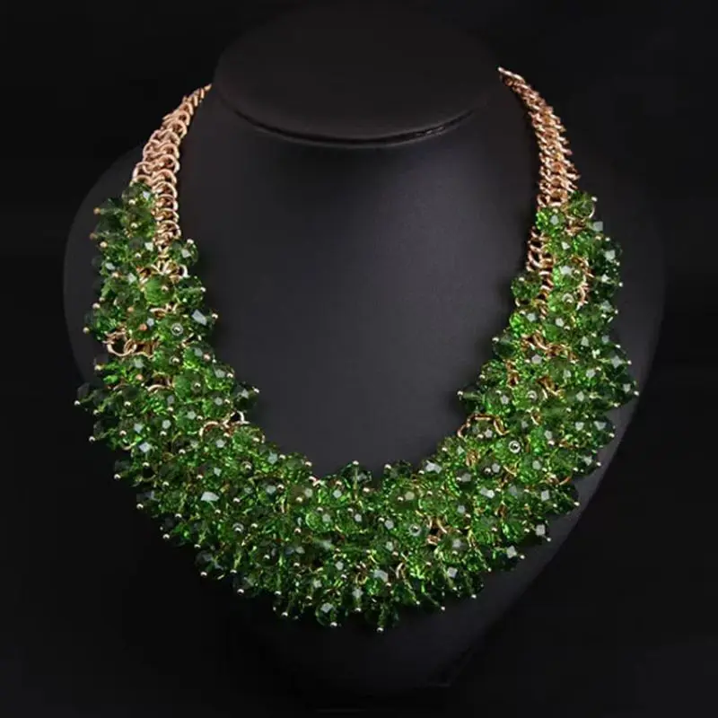 

Fashion Necklace for Women Exaggerated Vintage Handmade Crystal Glass Multi-Layer Collarbone Chain Vacation Party Trendy Gift