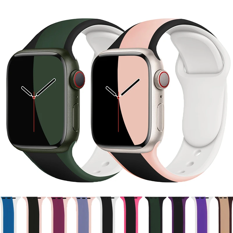 

Printed Strap For Apple Watch Bracelet 45mm 44mm 40mm 42mm 38mm 3 4 5 6 se Silicone sport correa iWatch series 7 41mm 45mm Band