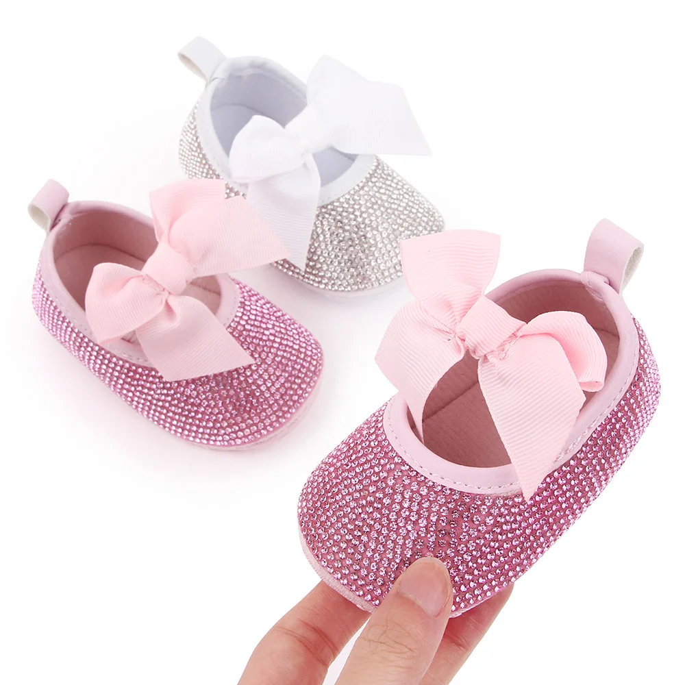 

Baby Girl Newborn Shoes Summer Rhinestones Sweet Princess Shoes Non-slip Baby Shoes Crib Shoe Toddler First Walkers 0-1 Years