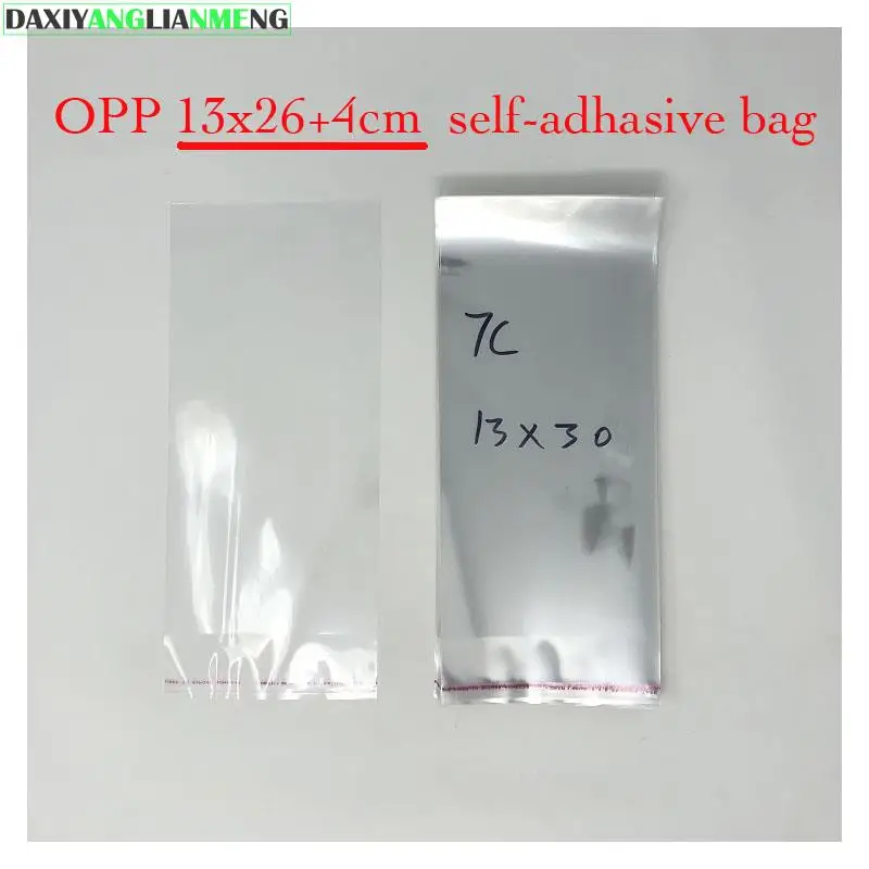 

100pcs/lot 13x26+4cm Clear OPP PVC Self Adhesive Packaging Bags For magazines, newspapers, photos, CDs, bread, popcorn, Nuts