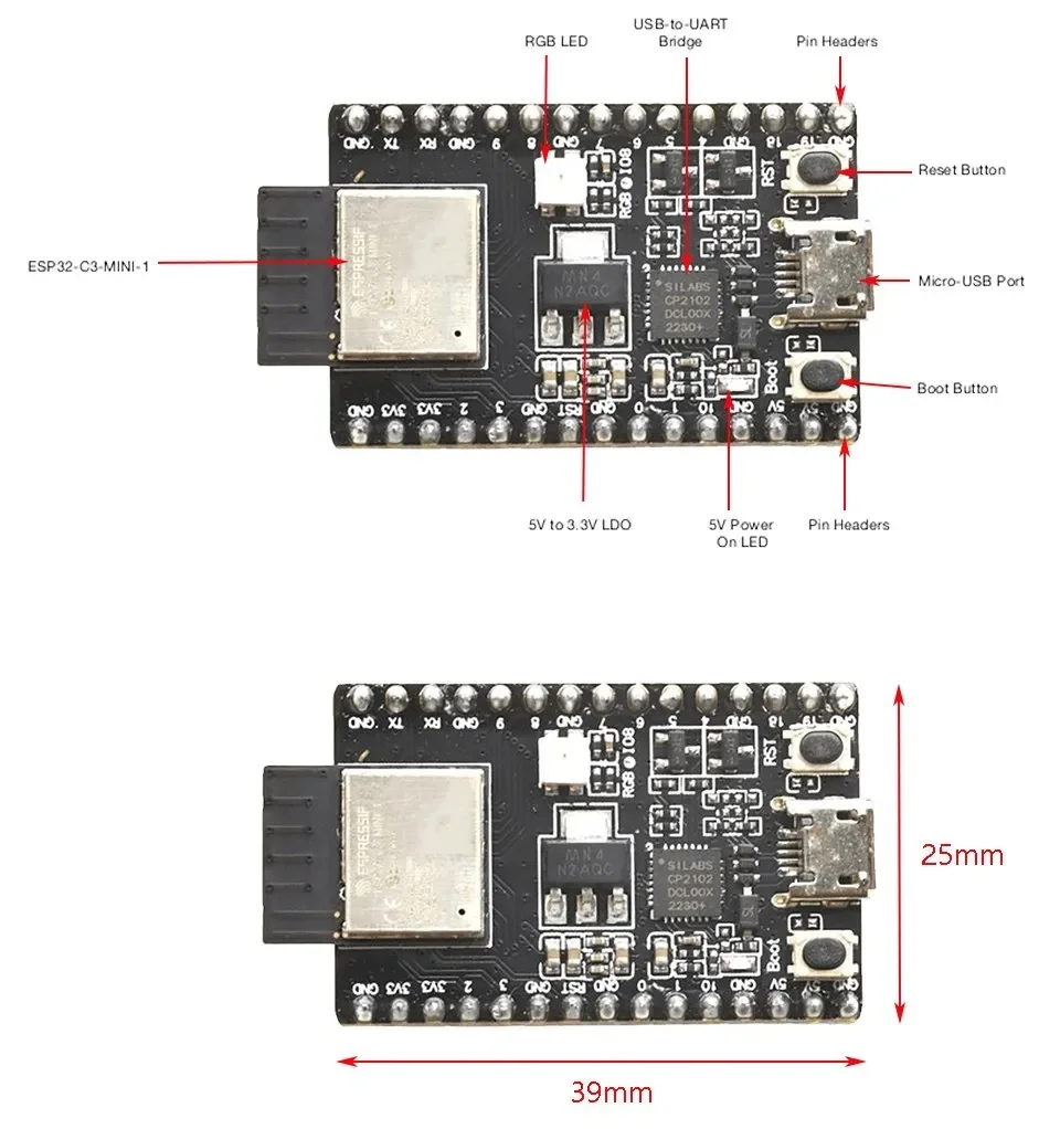 ESP32-C3-DevKitM-1 ESP32-C3-DevKitC-02 ESP32-C3 Макетная плата ESP32-C3-MINI-1 ESP32-C3-WROOM-02 Беспроводной модуль