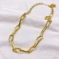 2pieces hot fashion imitation pearls bead chain necklace women classic coarse gold color bead chain necklace for women jewelry