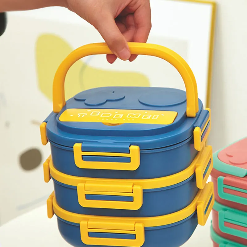 

With Tableware Children's Lunch Box Multi-layer Stainless Steel Lunch Box Portable Portable Separated Student Baby Lunch Box