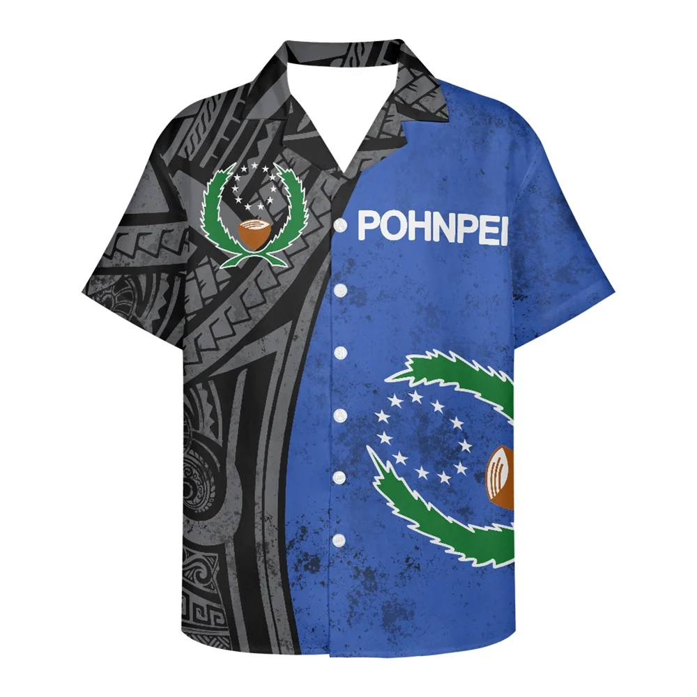 

Пляжная рубашка свободная полинезийская Этническая Одежда с логотипом понпей серая и синяя Дизайнерская одежда с принтом на заказ рубашки ...