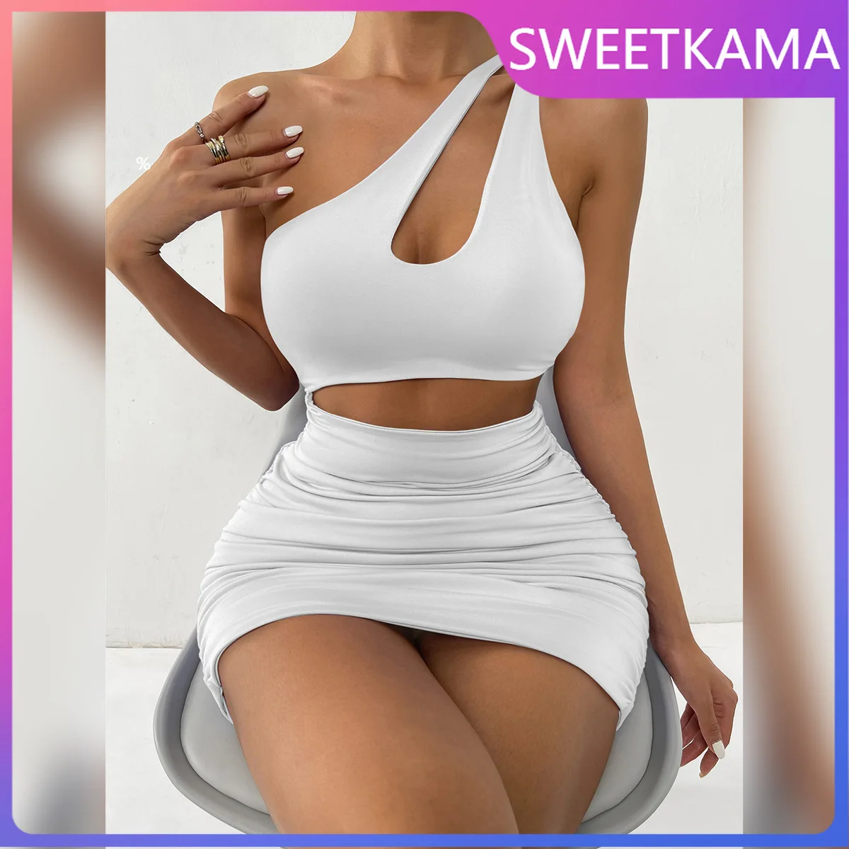 

Женское платье, модное, вечернее, летнее, SEXI, повседневное, для подружки невесты, элегантное, сексуальное, на одно плечо, короткая юбка, откры...