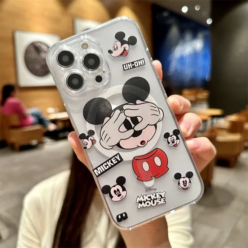 Lovely Disneies Mickey Minnie Magsafe Magnetic Phone Case for Samsung Galaxy S24 S23 S22 S21 S20 FE Plus Ultra 5G Soft Tpu Cover