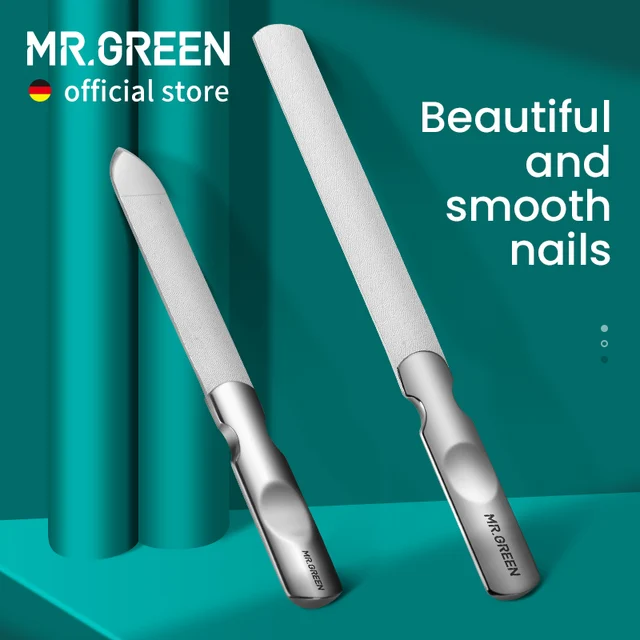 Mr.green double sided nail files stainless steel manicure pedicure grooming for professional finger toe nail care tools