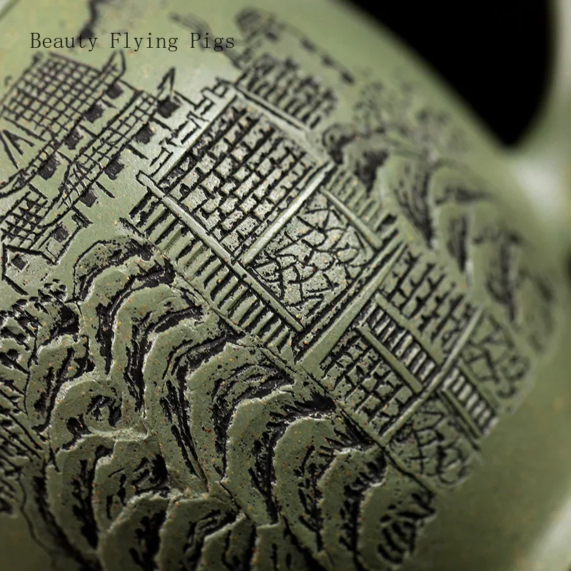 Китайский креативный чайник из чистой глины ручной работы горшок зеленой для