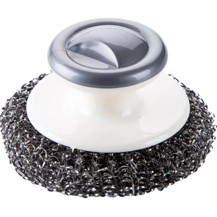 

Stainless Steel Scourers with Plastic Handle, Steel Wool Scrubber Pad Kitchen Bathroom Cleaning Brush for Dishes Pots Pans