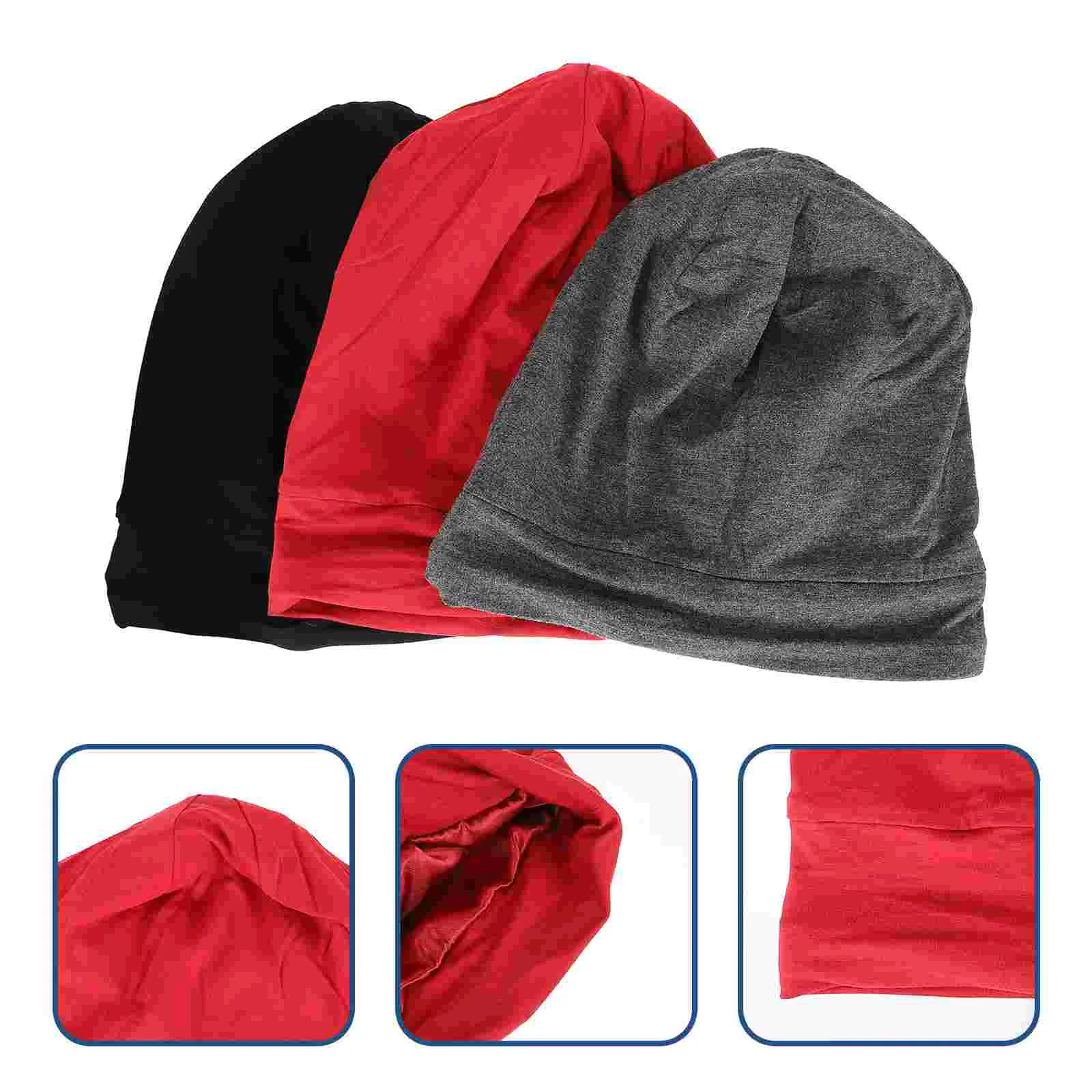 

Cap Hairchemo Cover Satin Lined Bonnet Sleepinghat Beanie Layer Curly Loss Silk Double Braid Dreadlocks Night Slouchy Elastic