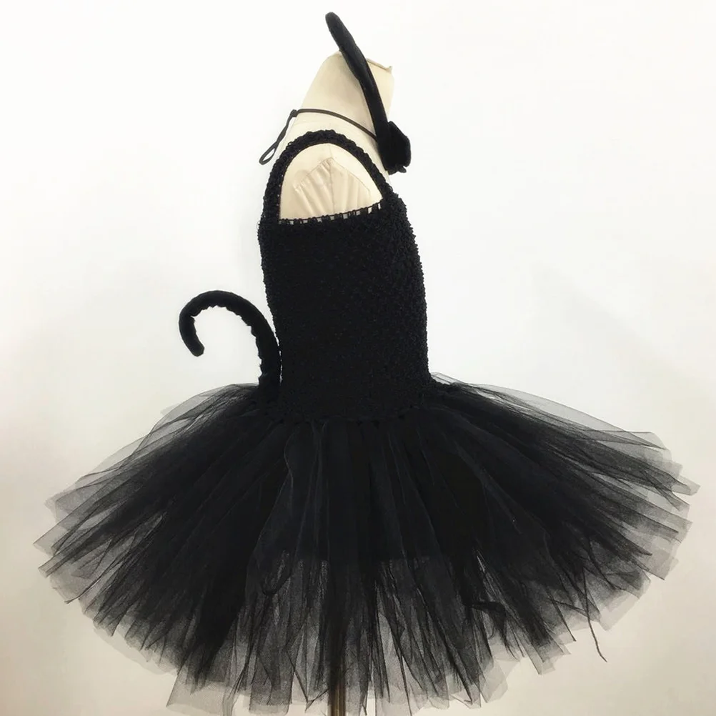 

Женский костюм черного котенка, костюмы для косплея, платье-пачка, Хэллоуин, хлопковая ткань