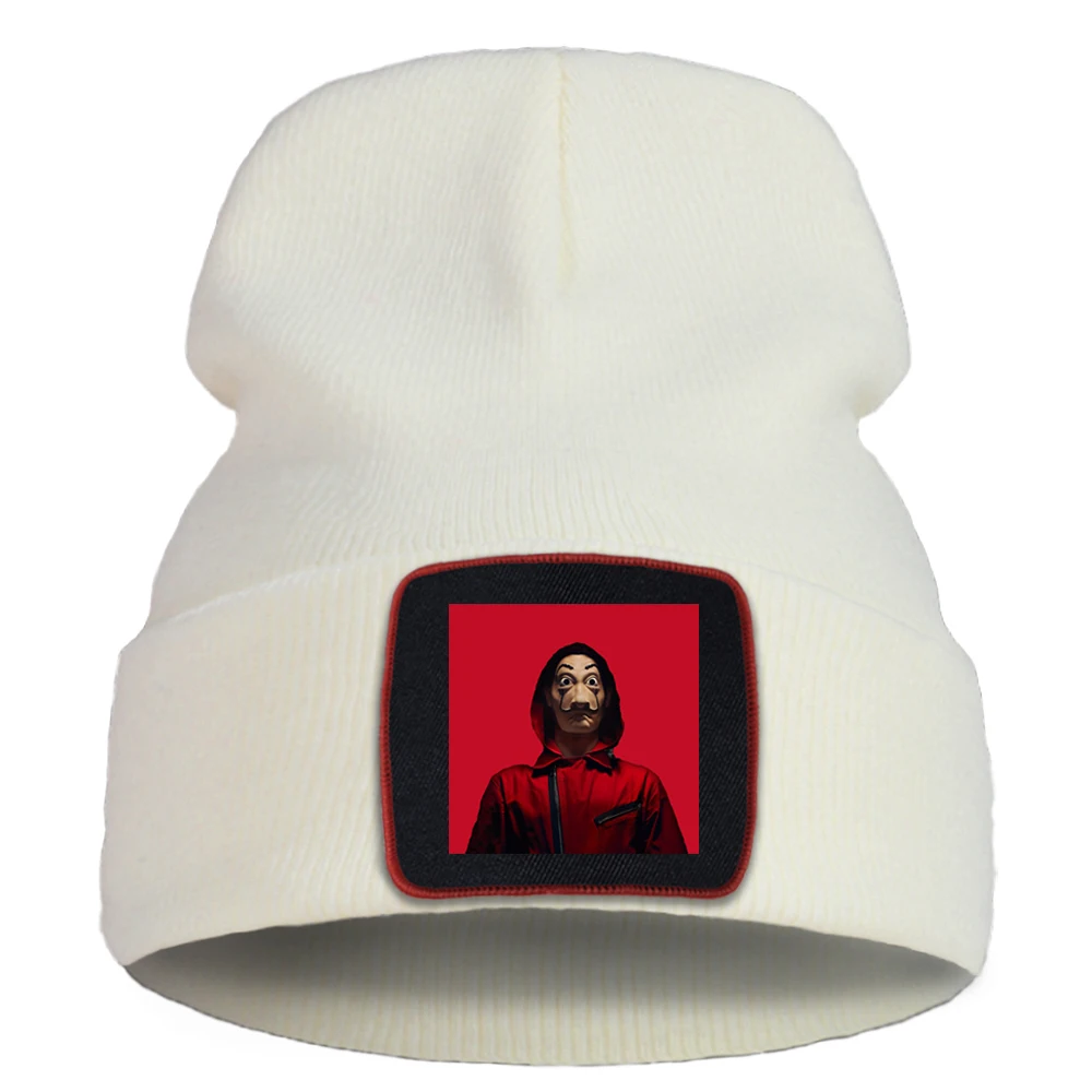 

La Casa De Papel Print 2020 Solid Color Knitted Caps Soft Warm Winter Hat Outdoor Hip Hop Unisex Caps Comfort Creative Caps