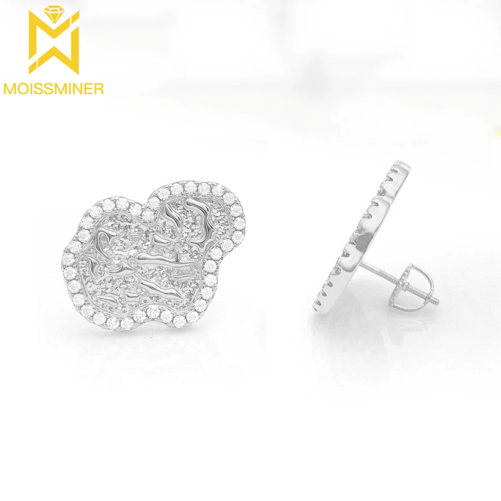 Big Map Moissanite Earrings For Women S925 Silver Real Diamonds Ear Studs Men Earrings Jewelry Pass Tester Free Shipping