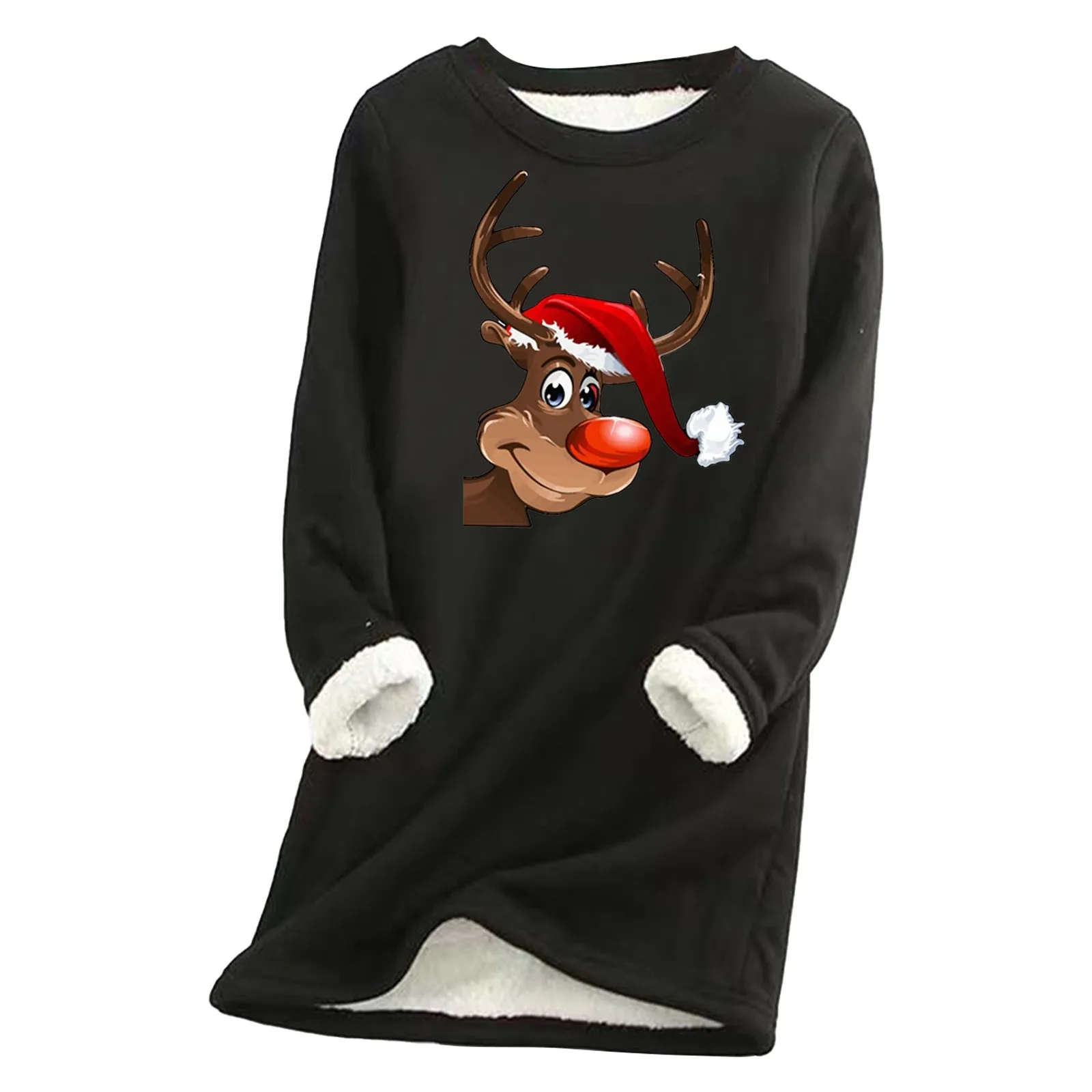 

2023 Christmas Sweatshirt Pullover Autumn And Winter New Fleece Warm Bottoming Shirt Christmas Printed New Year Clothes Hooded
