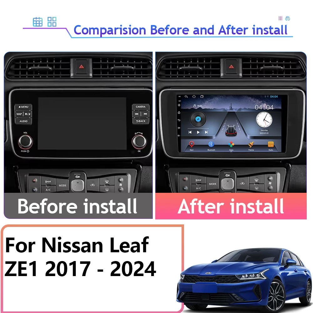 Для Nissan Leaf ZE1 2017-2024 Автомобильный радиоприемник GPS-навигация Android Автоэкран Carplay 4G