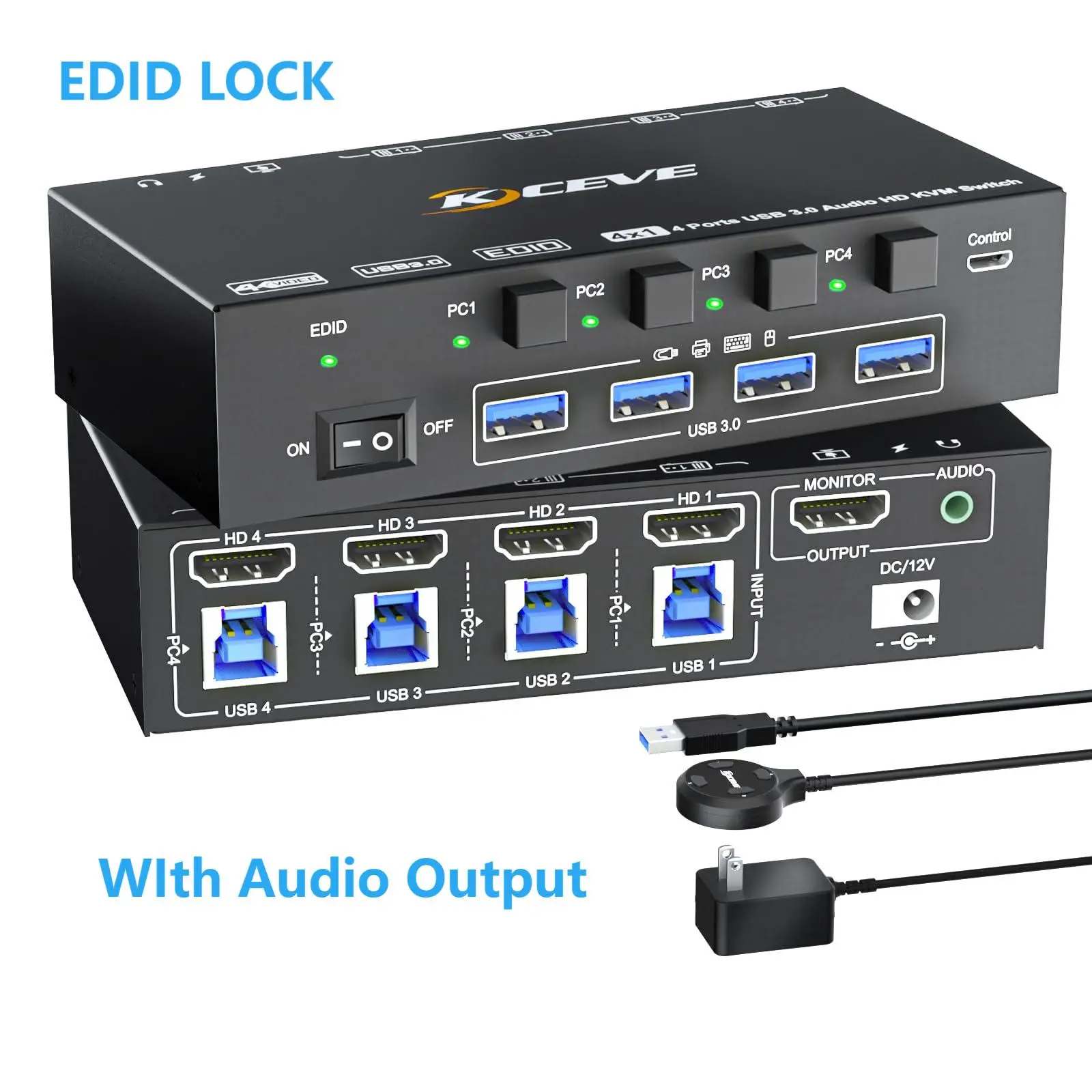 AIMOS 8K HDMI KVM-переключатель 4 порта