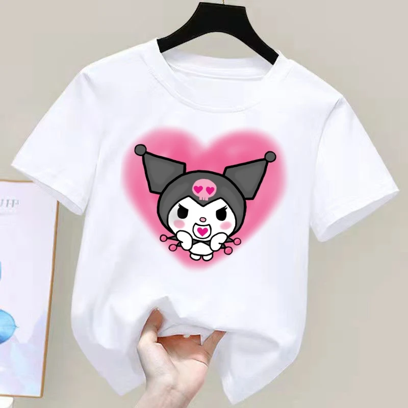 

Kuromi Anime Children's Short-sleeved New Sanrio My Melody Summer T-shirt Clothes Girly Heart Soft Clothes Kawaii Birthday Gift